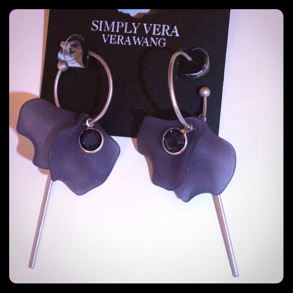Vera Wang Dangling hoop earrings Navy and silver